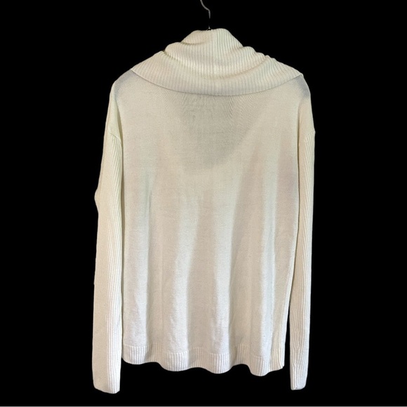 OLIVIA SKY, WHITE, LARGE, COWL NECK SWEATER. RIBBED COWL NECK & SLEEVES. SIZE L - Picture 3 of 7